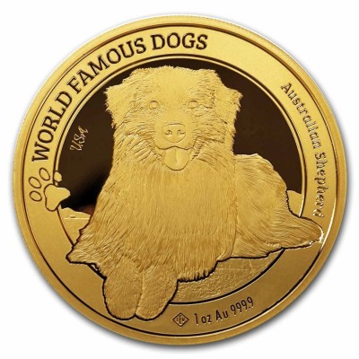 World Dog Breeds: Australian Shepherd (2024) 1 Oz - Gold Coin