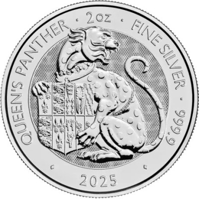 Tudor Beasts Kuningatar Pantteri - 2 Oz - hopeinen sijoituskolikko
