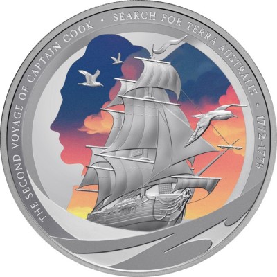 Captain Cook - Second Voyage - 1 Oz - Silver Proof Collector Coin