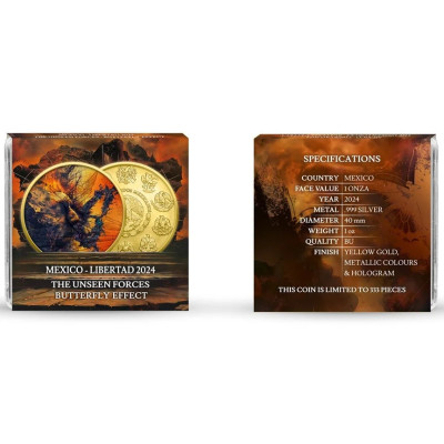 Meksiko Libertad - Perhosvaikutus (2024) - 1 Oz - hopeinen keräilykolikko