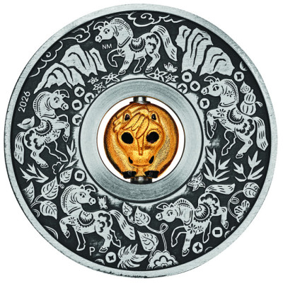 Lunar Rotating Horse - 1 Oz - hopeinen keräilykolikko