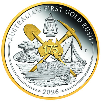 Australian ensimmäinen kultaryntäys - 1 Oz - hopeinen...