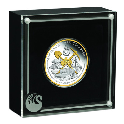 Australian ensimmäinen kultaryntäys - 1 Oz - hopeinen keräilykolikko