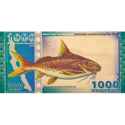 Tansanialainen 1000 shillingiä Tanganyika-järven monni