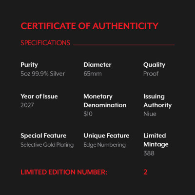 Lunar Goat (2027) – 5 unssia – hopeinen proof-keräilykolikko