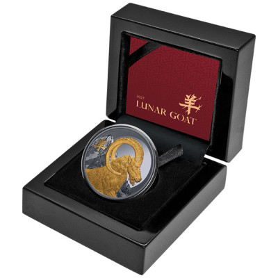 Lunar Goat (2027) – 1 unssi – hopeinen proof-keräilykolikko